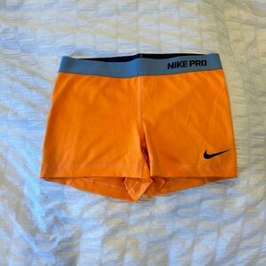 Orange Nike Pro Shorts
